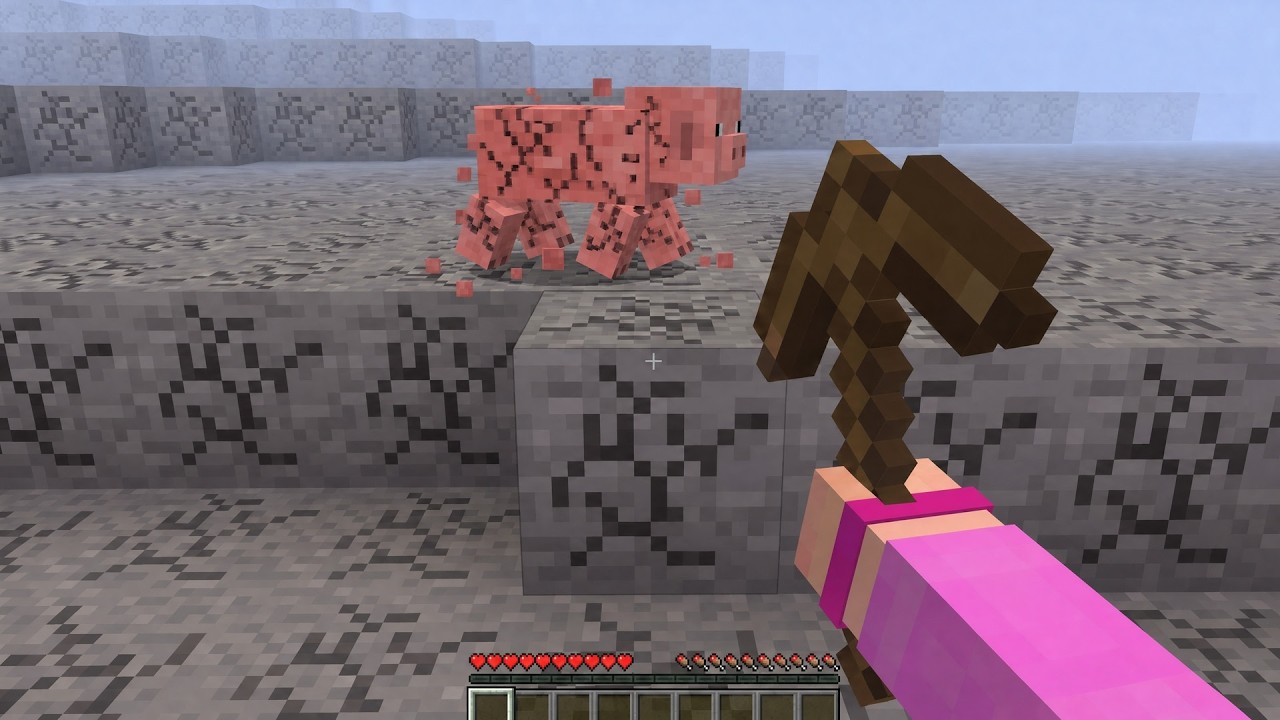 Minecraft pero ROMPER UN BLOQUE LOS ROMPE TODOS!