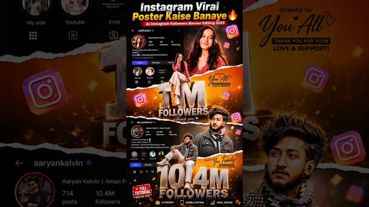 Instagram Viral Poster Kaise Banaye 🔥 | AI Instagram Followers Banner Editing 2025