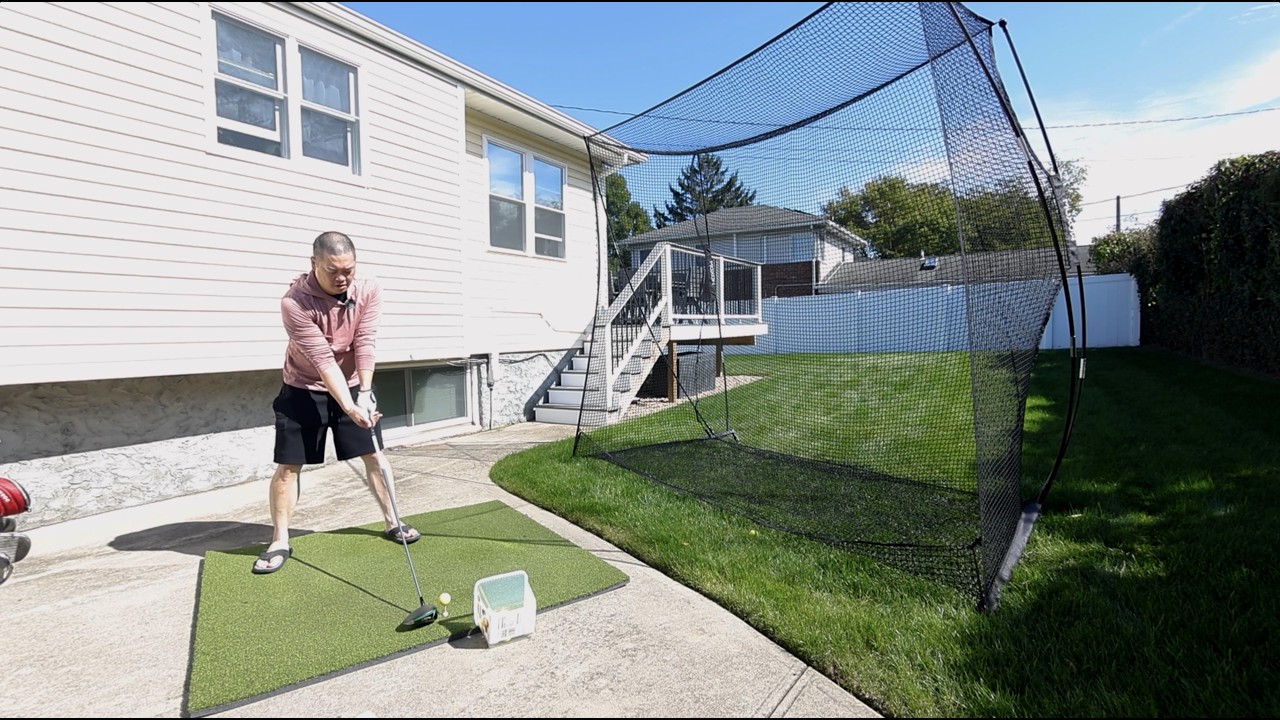 MOXOW 10x8 feet Golf Hitting Cage Net with High Impact Simulator Screen