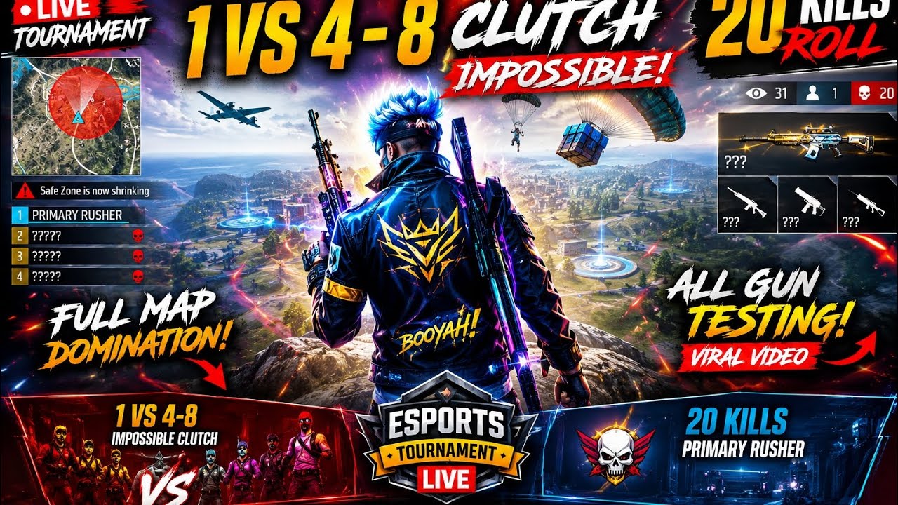 🔥 Unexpected Gameplay! 1vs4-8 Impossible Clutch 😱 | 20 Kills BR Ranked Live Tournament | Full Map Do