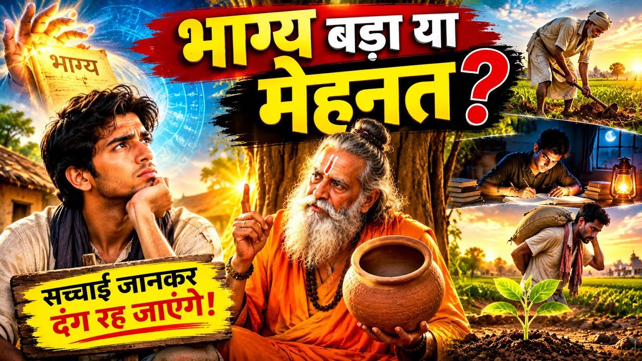 जो भाग्य में लिखा है, वही मिलेगा तो मेहनत क्यों करें? 😱 साधु का जवाब सुनकर चौंक जाएंगे! #story #ai