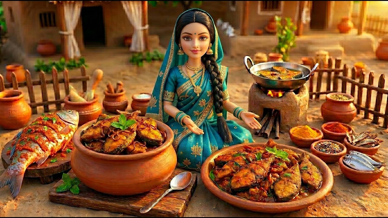 Miniature Woman Doll Cooks Tiny Fish | Fish Cooking Recipe | Asmr Food