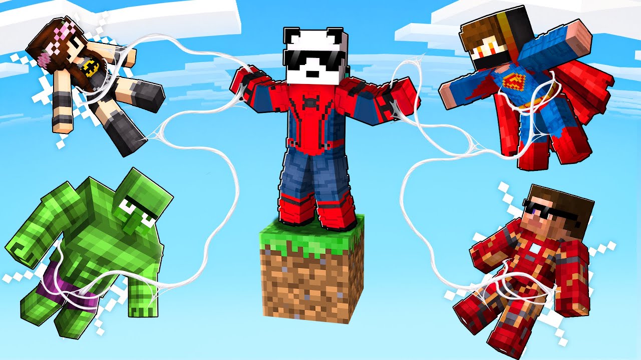 I Became SPIDER-MAN on ONE BLOCK in Minecraft!