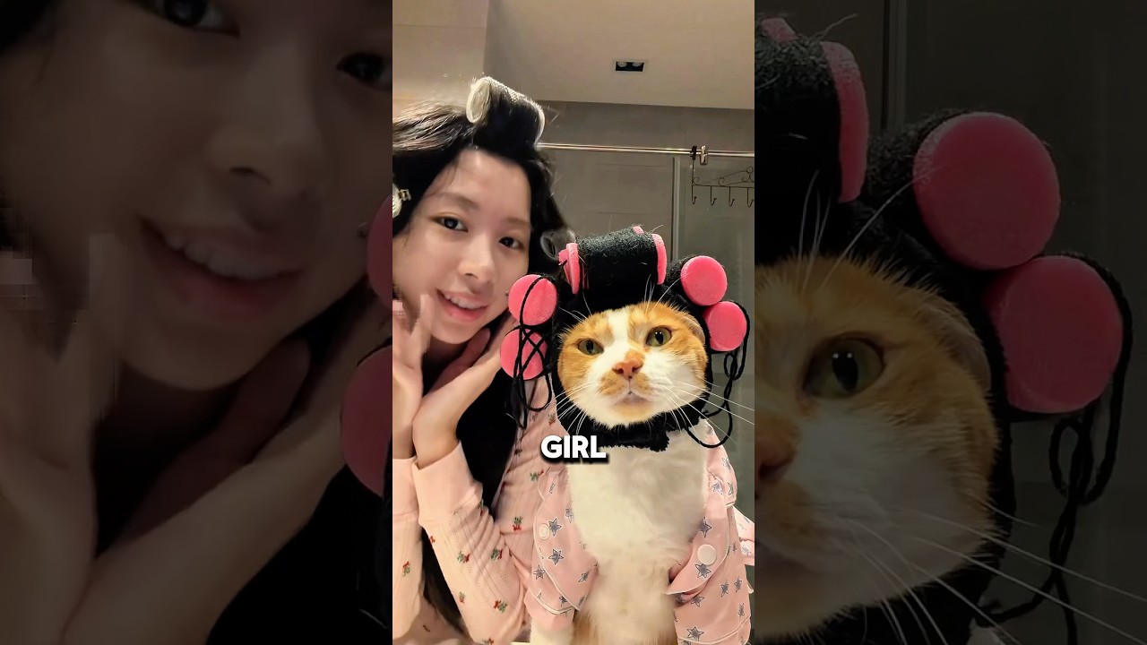 Girl & Her Cat Share the Same Brain? 😹❤️ #shorts