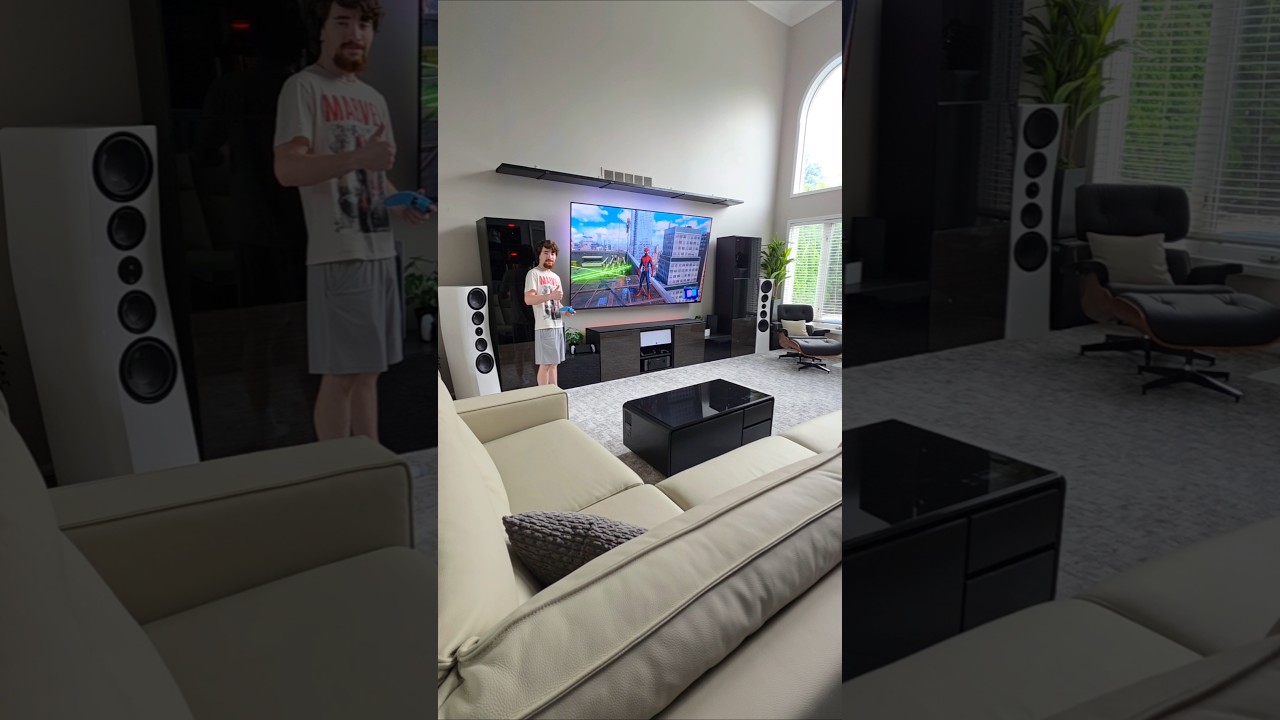 What size screen do you game on? This is 100" QLED! 😮🔥 #gaming #playstation #tv #gamingshorts #PS5