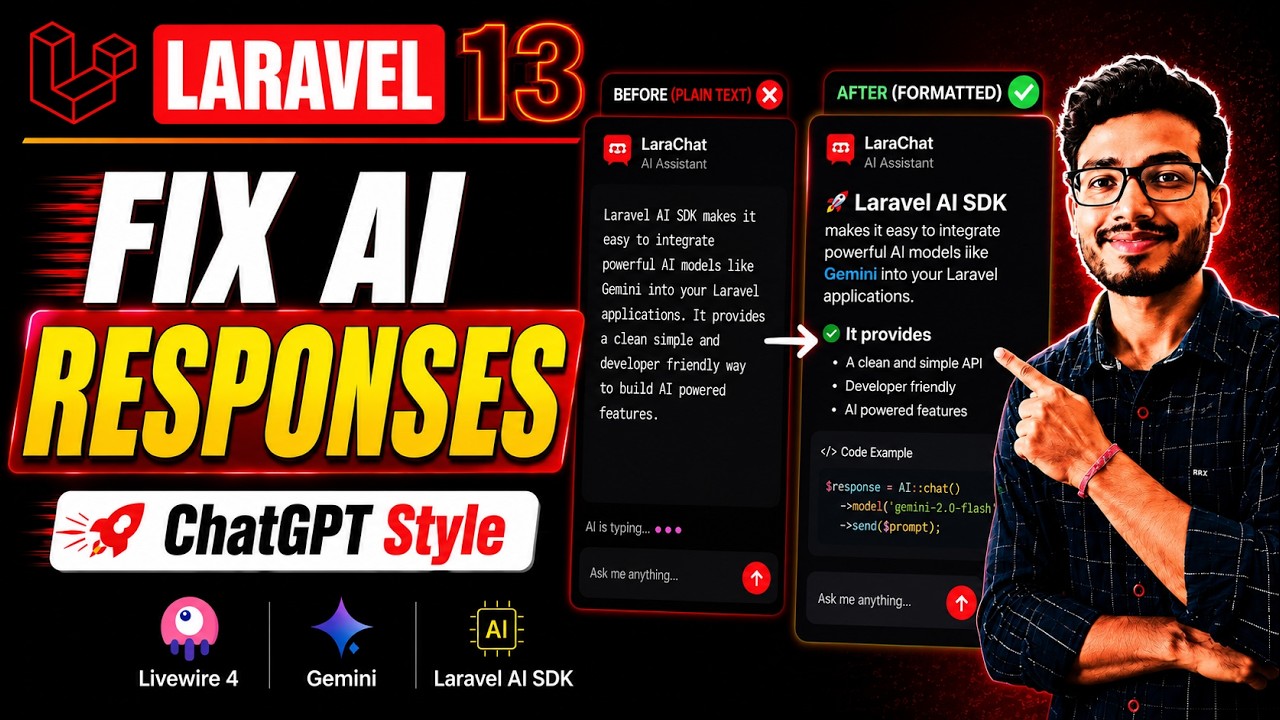 Make AI Responses Look Like ChatGPT in Laravel 13 AI SDK + Livewire 4 | Ep - 05
