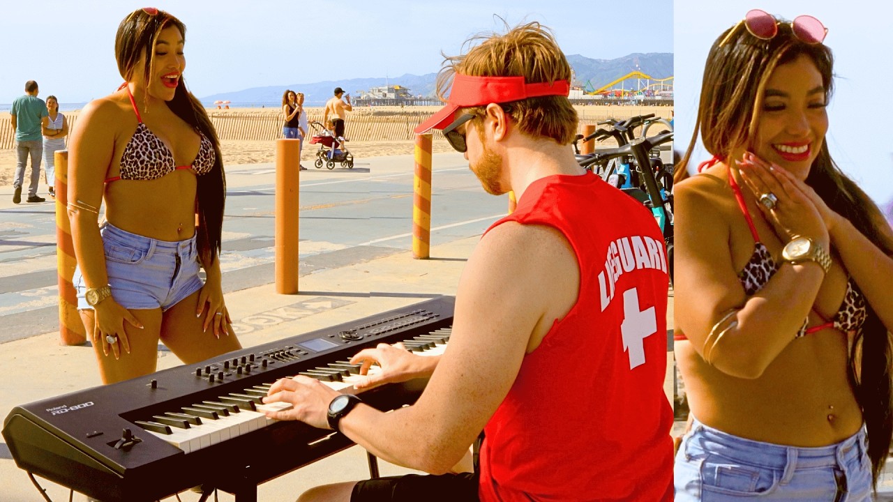 Lifeguard SHOCKS Beach Babe with INCREDIBLE Piano Duet 🤯😍