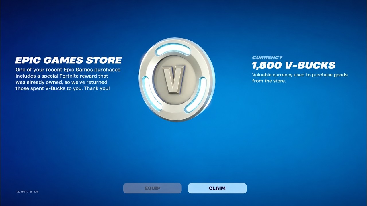 Fortnite is giving players 1,500 Vbucks as compensation