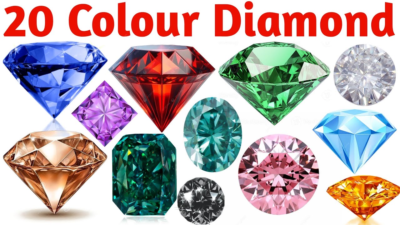 20 रंगीन डायमंड के नाम | Color Diamond Names for Kids Creative Learning with Sparkling Pictures