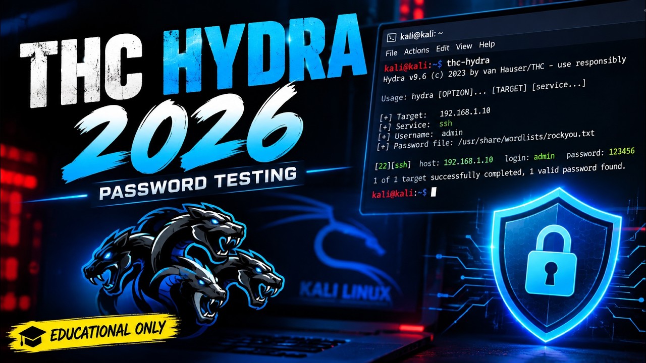 THC Hydra Tutorial 2026 | Ethical Password Testing in Kali Linux