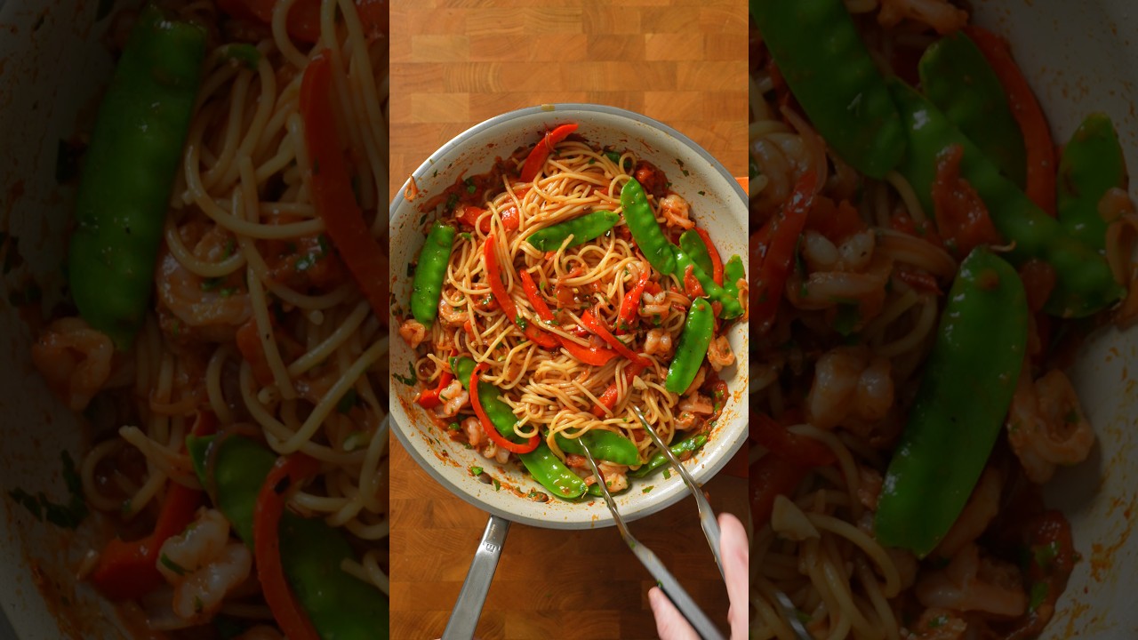 Garlic Chilli Prawn Spaghetti 🍝