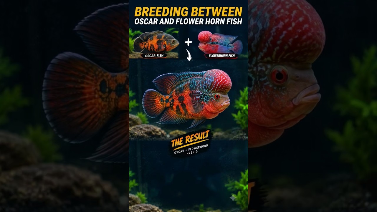 Oscar Fish 🐟 + Flowerhorn 🔥 = WHAT?! 😱 Fish Fusion Experiment #oscarfish #flowerhorn #shorts