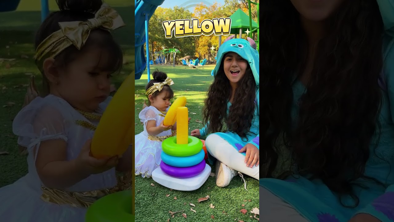 Learn Colors with Rainbow Rings! 🌈 Baby Sister Stacks Them All | #shorts