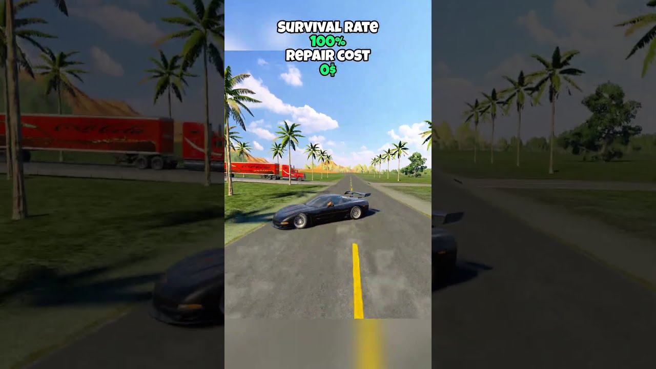 Which car overtakes the truck and what is the repair cost? #beamng #beamngdrive #game #gaming #car