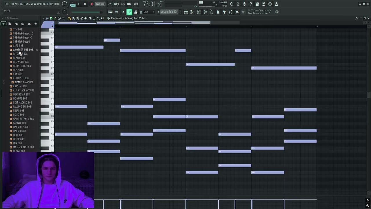 Making a Hard Melodic Trap Beat 🩸🎹 | Studio Session | No Talking
