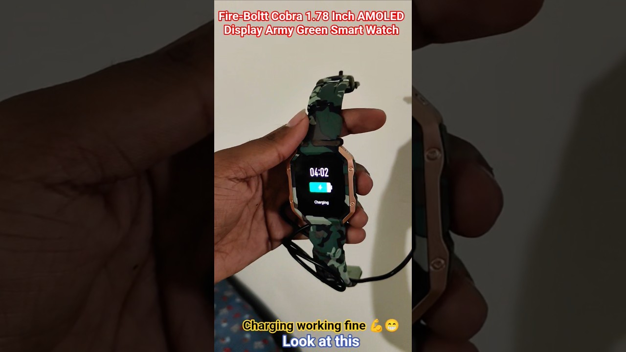 Fire-Boltt Cobra 1.78 Inch AMOLED Display Army Green Smart Watch charging working fine 💪 look ❤️