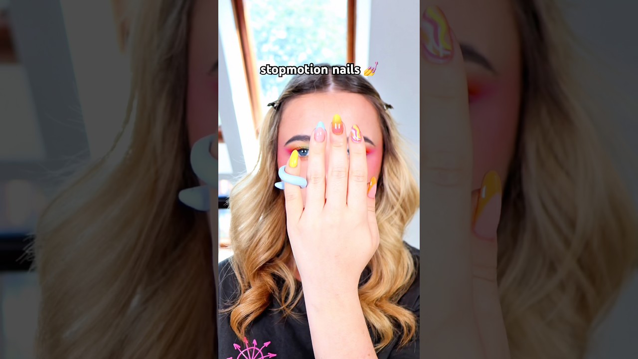 CLAYMATION NAILS 🫪😮🩷💛 #stopmotion #nails #animation