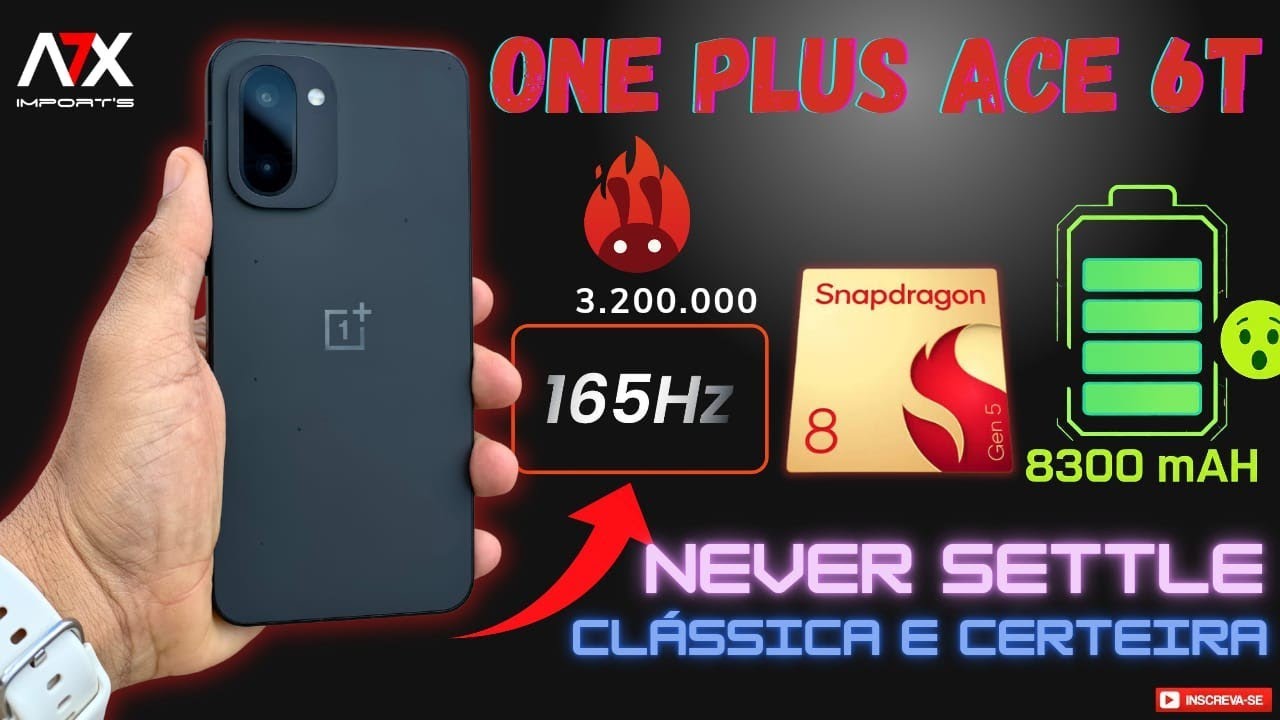 ONEPLUS ACE 6T: 165Hz, 8 Gen 5 e BATERIA MONSTRA 8300 MAH 🔥