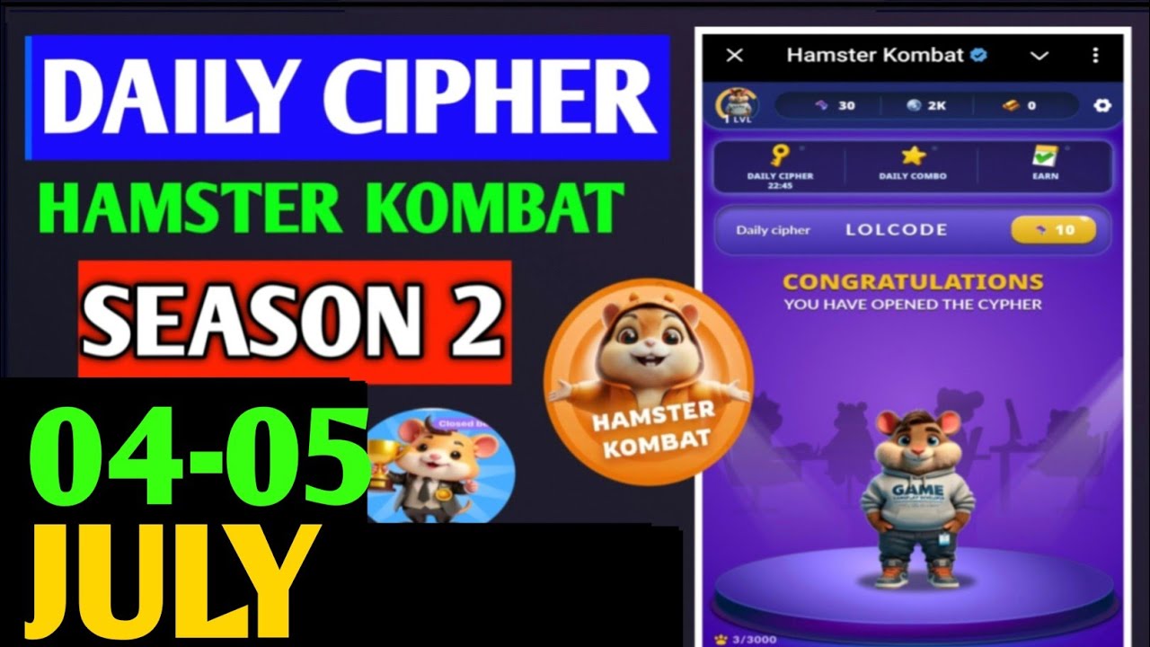 Hamster Kombat Game Dev Daily Cipher 4 July | Hamster Kombat Daily Cipher Code | Daily Combo