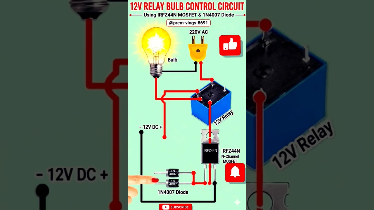 💡 Touch Sensor Relay Bulb Control Circuit ⚡ #shorts #electronics #premvlogs8691