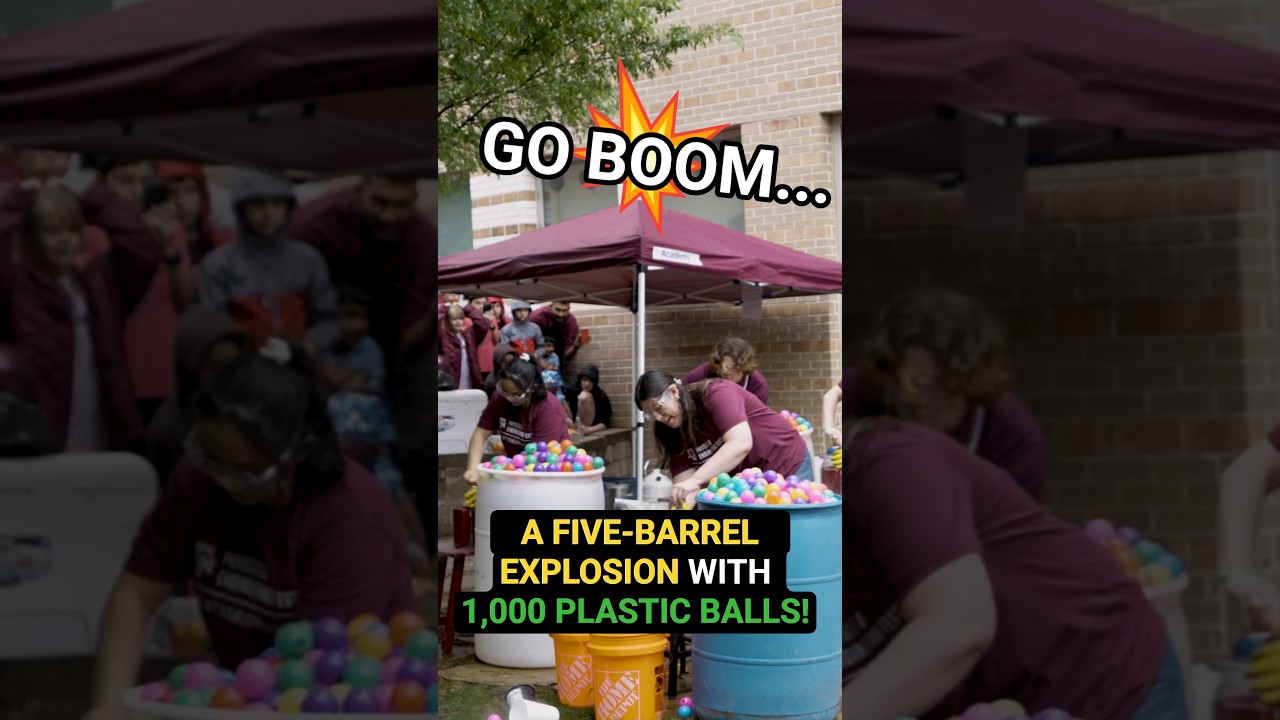 A five-barrel explosion with 1,000 plastic balls! #shorts #science #boom
