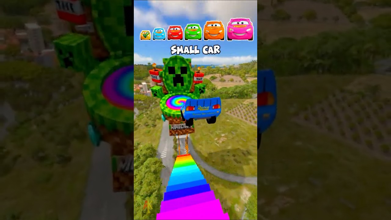 🚽 Tiny Car vs WC Minecraft Portal… and Turns ULTRA HUGE! 🚾#shorts