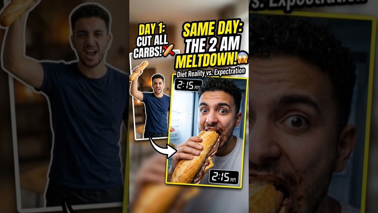 Cutting Carbs at 8 AM vs. The 2 AM Fridge Crime! 😂🥖 #funny