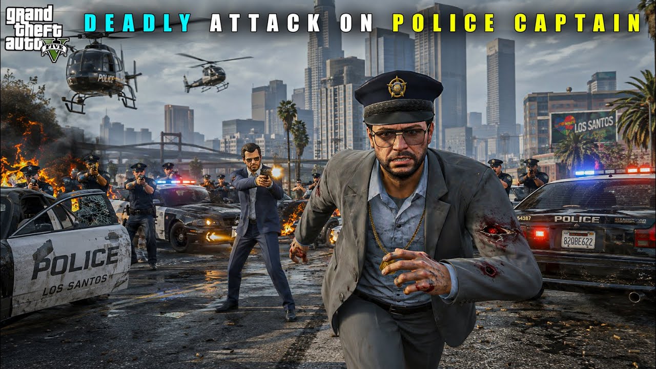 GTA 5 : MICHAEL'S MOST DEADLY ATTACK ON POLICE CAPTAIN || BB GAMING