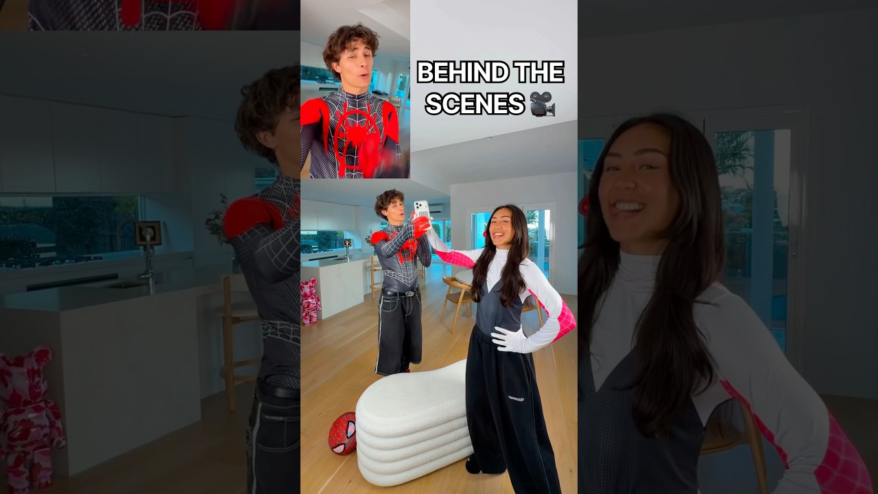 BEHIND THE SCENES! TUTORIAL OF MILES MORALES & GWEN STACY TREND 🕸️💥 #spiderman #spiderverse