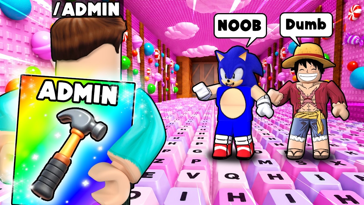 I USED ADMIN COMMANDS TO TROLL NOOBS IN ROBLOX ESCAPE THE KEYBOARD !!