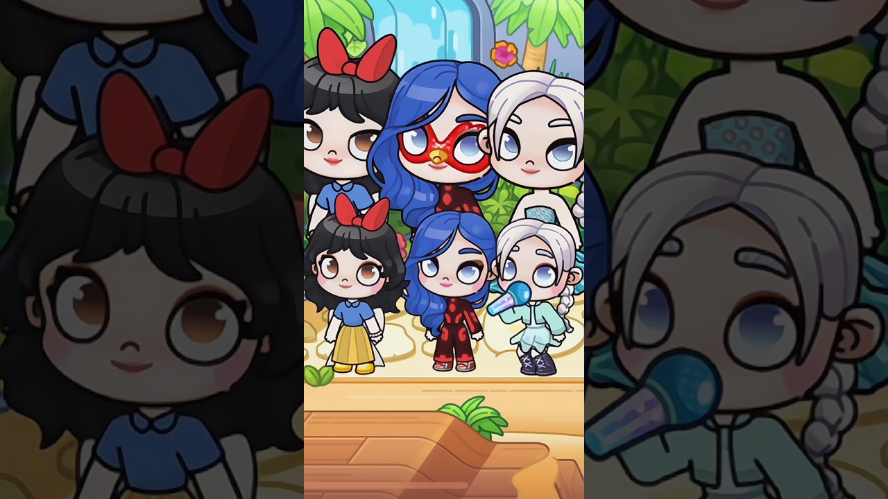 SINGING WITH ELSA, LADY BUGS, AND SNOW WHITE DAUGHTER!!! 🥰🤩😍✨ #avatarworld #pazu #shorts