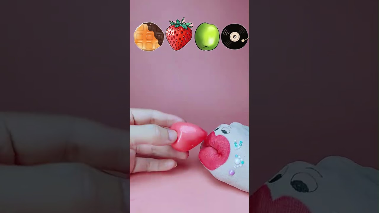 ASMR hand mukbang | Waffle Jelly | Strawberry Squeeze Burst Gummy | Record Jelly#asmr #stressrelief