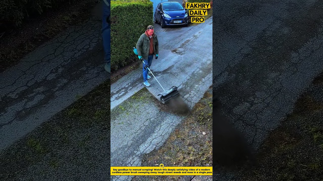 This Modern Power Brush Clears Street Weeds Instantly! 🧹😲 #homedecor #modern #machine #trending