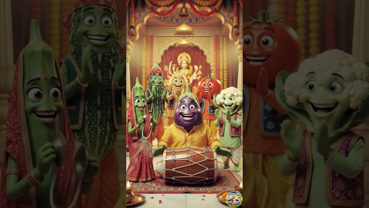 सब्जियों के जागरण में प्रकट हुईं माता रानी! 🙏🌺 #Shorts#ai#aitoday#durgamaa #vegetables#aarti #vairal