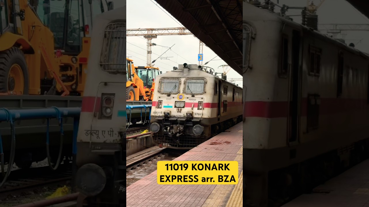Arriving at VIJAYAWADA | BBS bound KONARK Express #shorts #traingadi #arrival #trains #wap7 #lhb