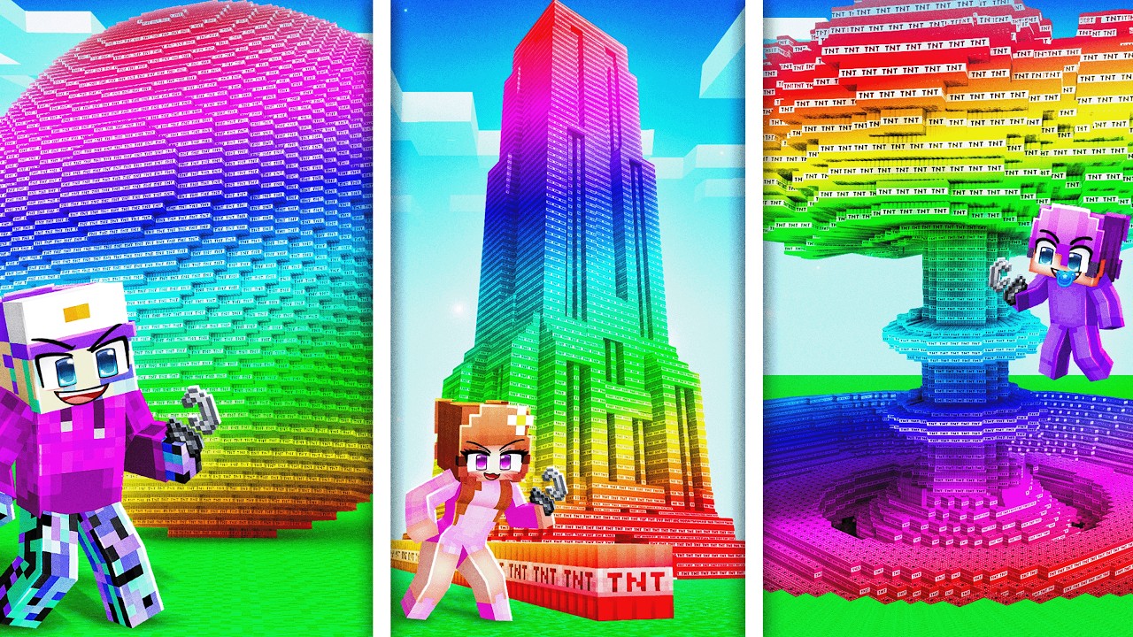 OP RAINBOW Minecraft TnT in One Video…