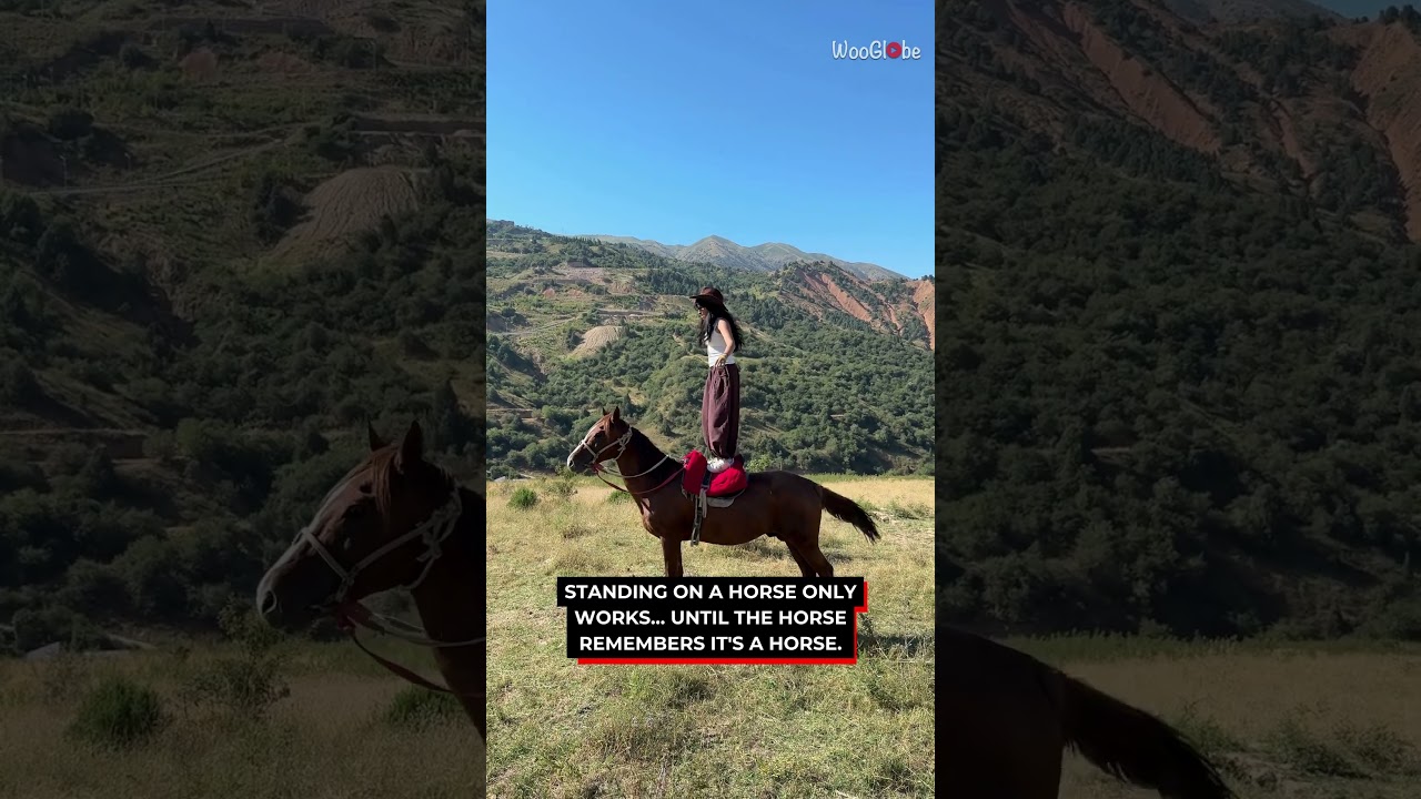 Horse Riding Fail Ends a Bold Balance Trick in Seconds