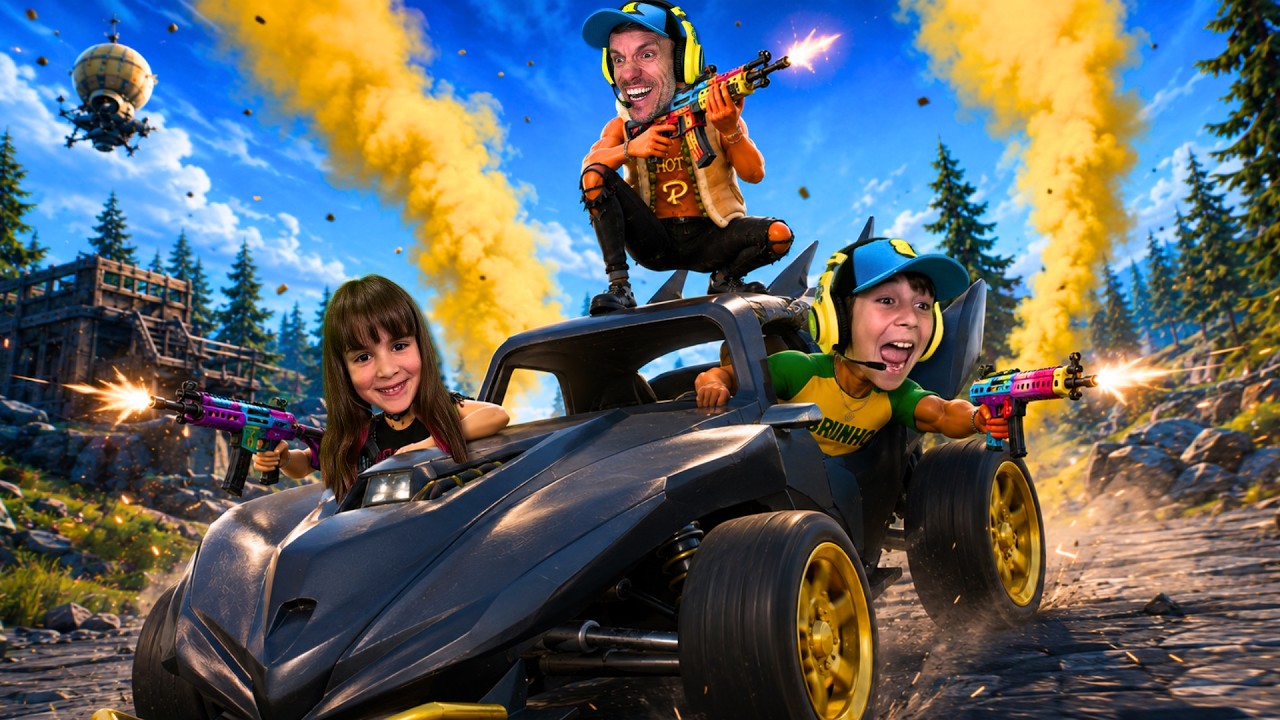 Fuga de Carro no Fortnite com Marcos e Laura