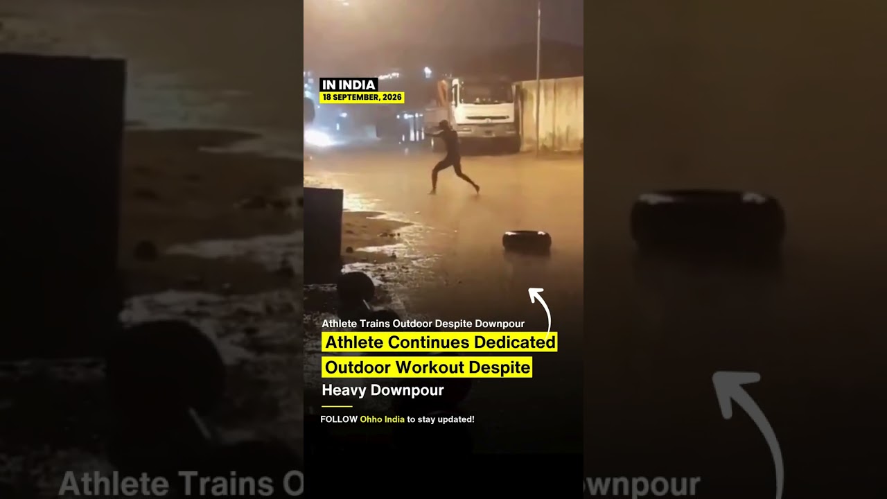 Unstoppable Spirit! Dedicated Athlete Trains Outdoors in Heavy Downpour 🌧️🔥 #shorts #youtubeshorts