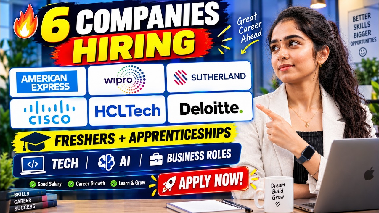 🔥 6 Companies Hiring in 2026 | Amex, Wipro, Cisco, HCLTech & Deloitte | Freshers + Apprenticeships