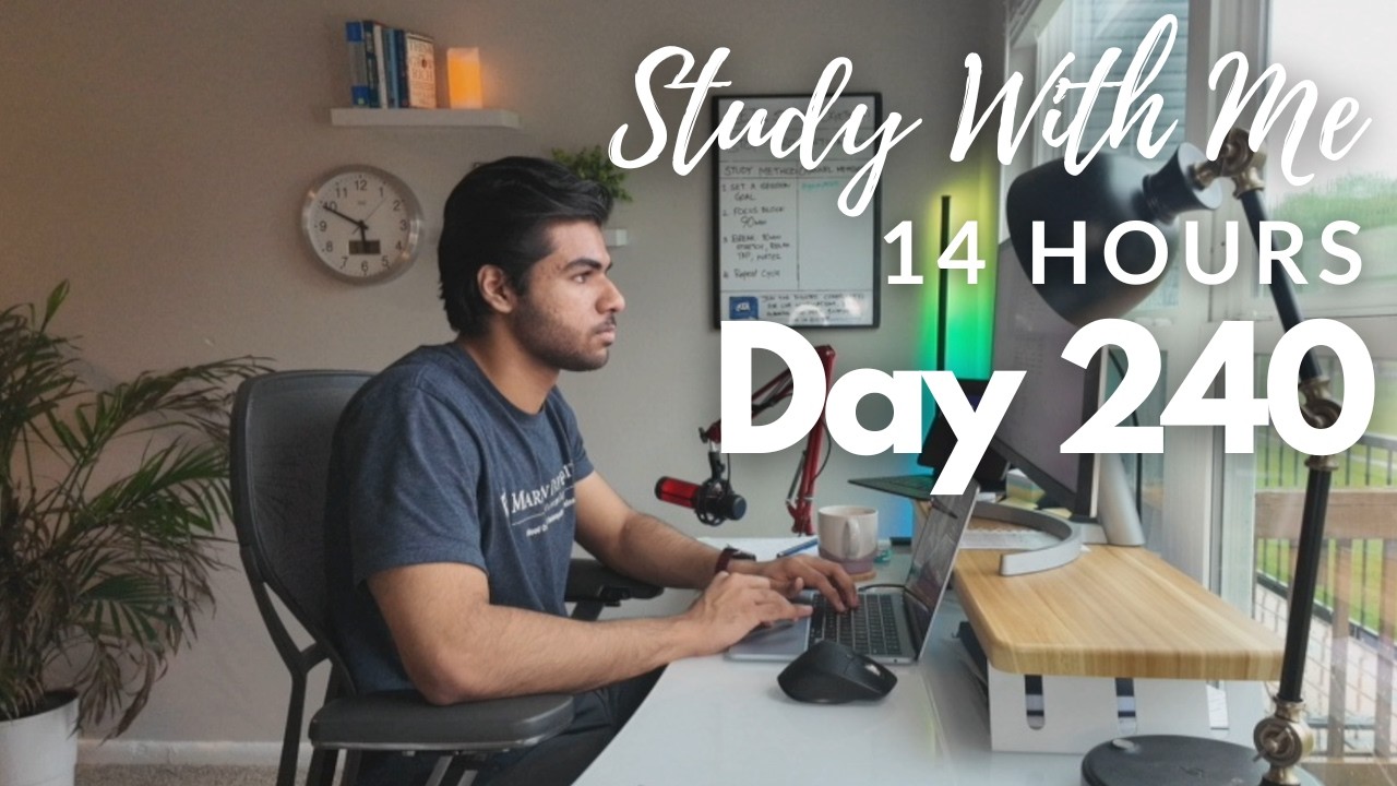 14 Hour Live Study With Me|Medical Student|90/10 Pomodoro 🍅| Rain Sounds🌧️|Day 240