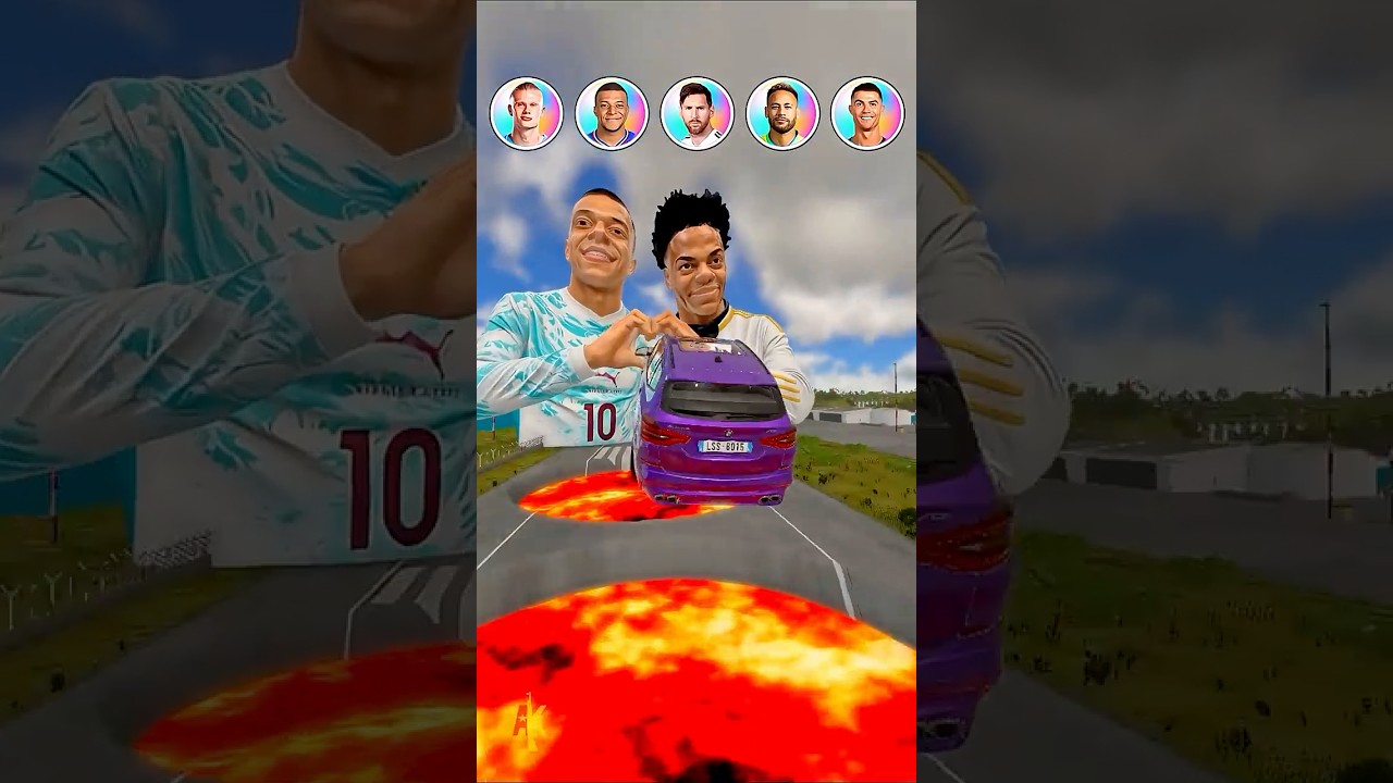 Ronaldo VS Messi VS Neymar VS Mbappé | iShowSpeed Caracter #beamngdrive #shorts