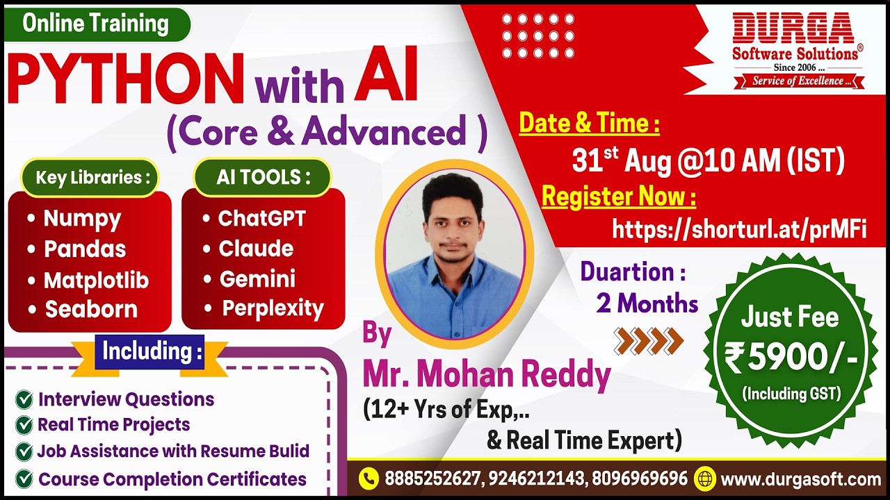 PYTHON with AI (CORE & ADVANCED) Online Training @ DURGASOFT