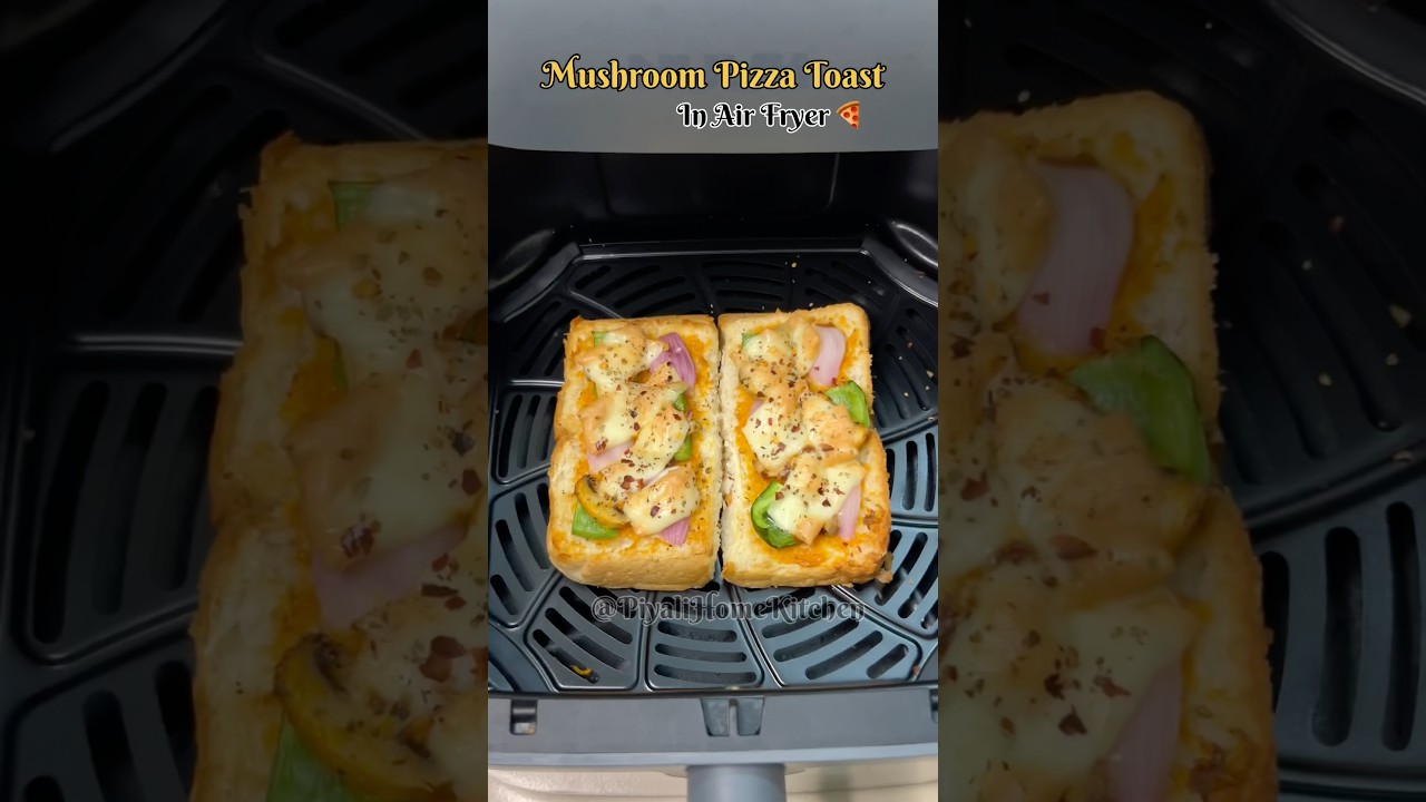 *Viral* Mushroom Pizza Toast In Air Fryer #shorts #youtubeshorts #vural #airfryer #recipe #mushroom