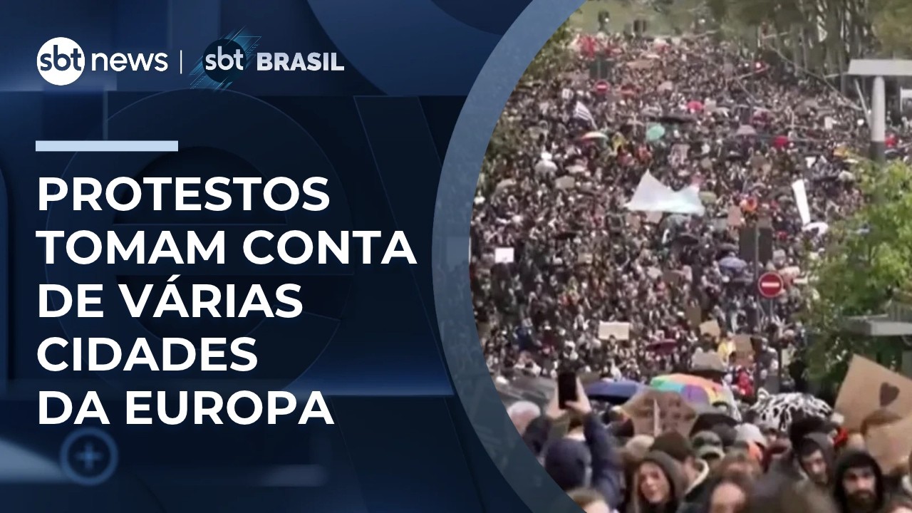 Protestos na Europa reúnem multidões contra alto custo de vida e cortes sociais | #SBTBrasil