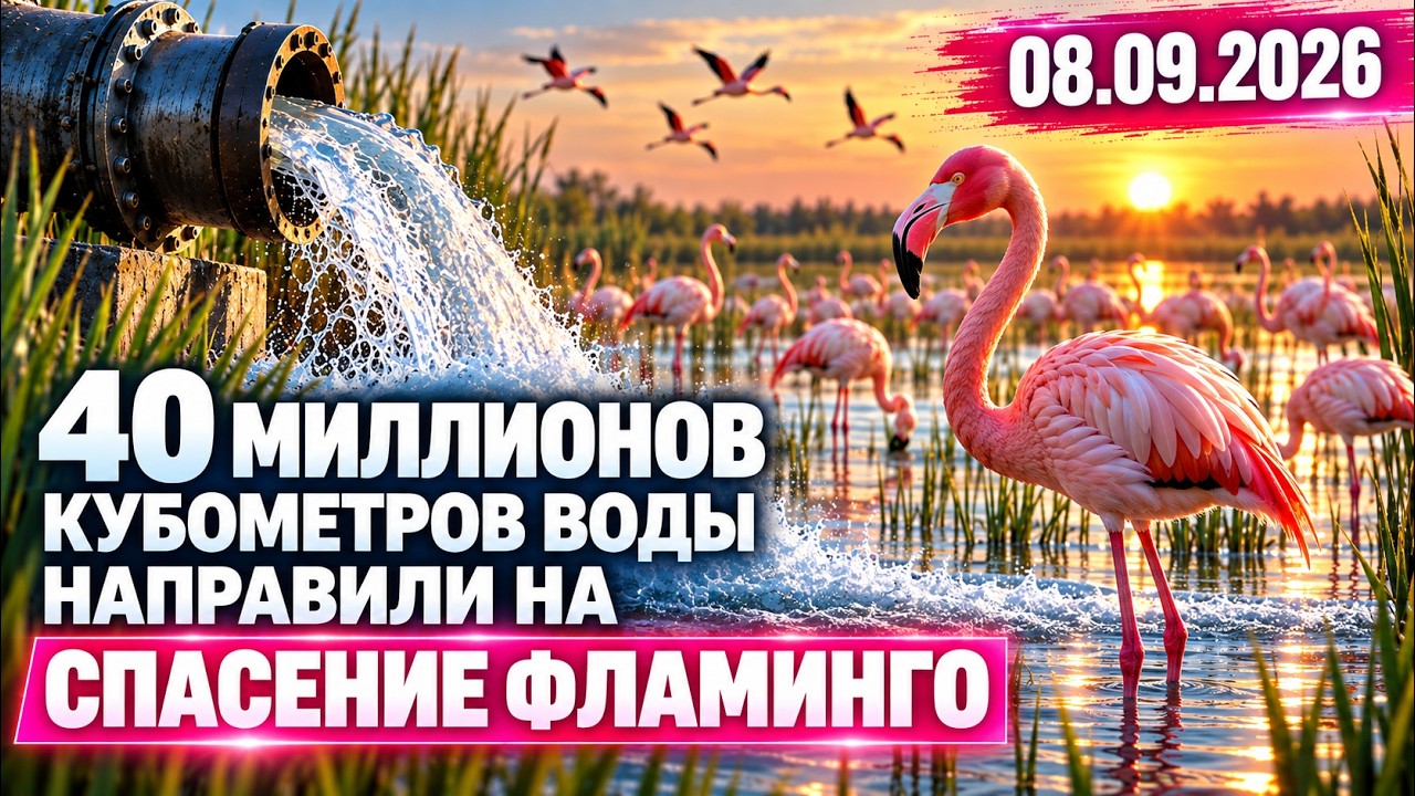 В Казахстане направили 40 млн кубометров воды для спасения фламинго | 08.09.2026 - Дневные новости
