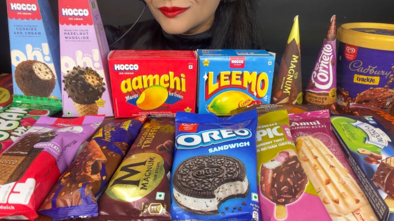ASMR EATING HOCCO ICECREAM,CHOCOLATE ICECREAM,AMUL,KWALITYWALLS,OREO,MAGNUM TRUFFLE