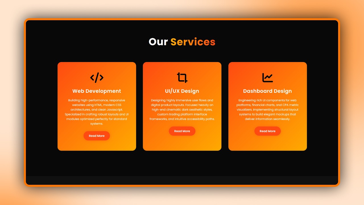 Complete Responsive Portfolio Website | Services Section Design | Part 4