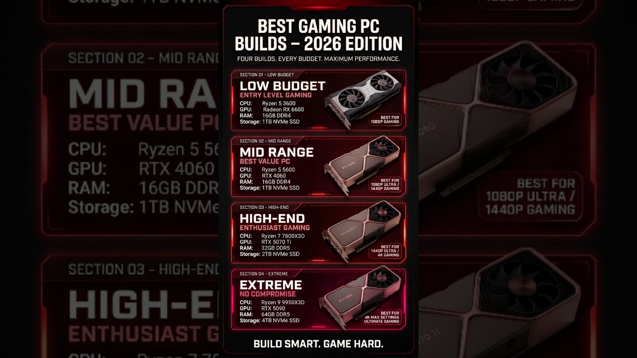 Best Gaming PC Builds 2026 🔥 Budget to Extreme Gaming PC Guide