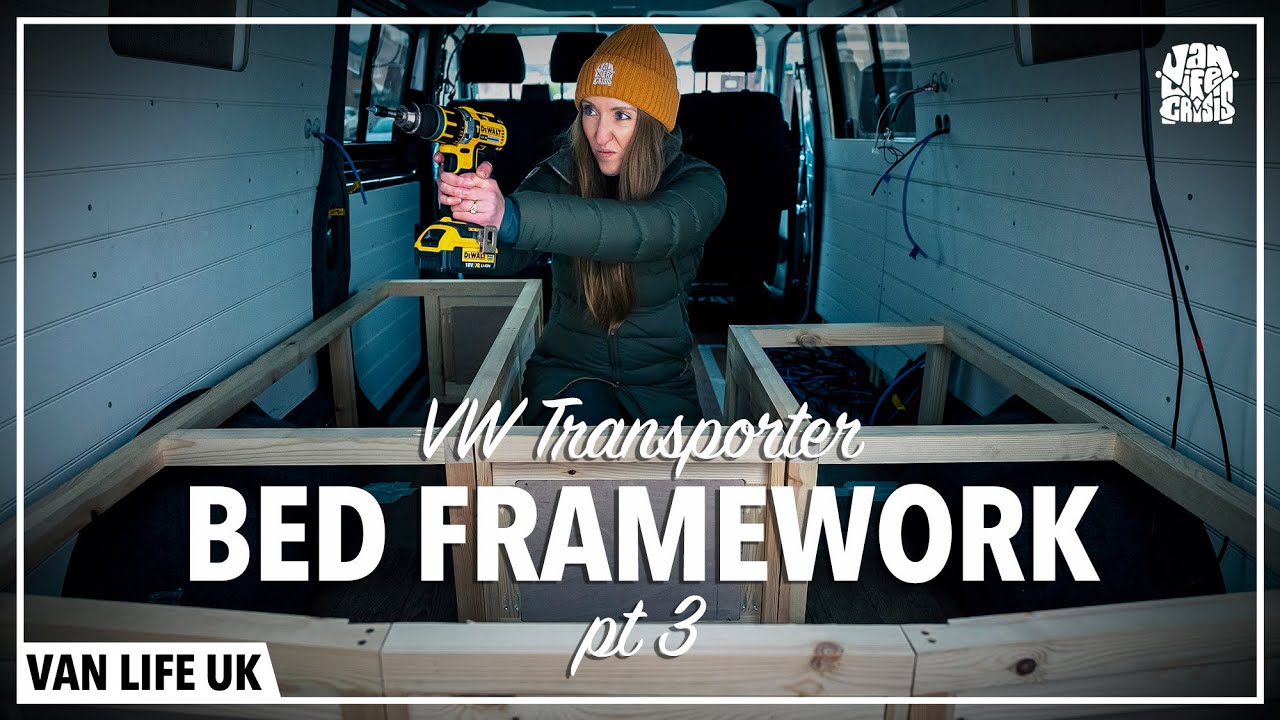 VAN BUILD // Bed Framework & Cupboard Doors // Bespoke U-Shape Self Build VW Camper (Part 3)